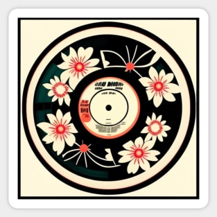 Vintage Retro Aesthetic Flowers Vinyl Record Sticker